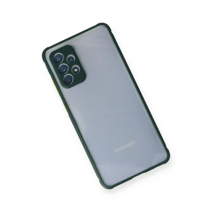 Newface Samsung Galaxy A72 Kılıf Miami Şeffaf Silikon - Koyu Yeşil