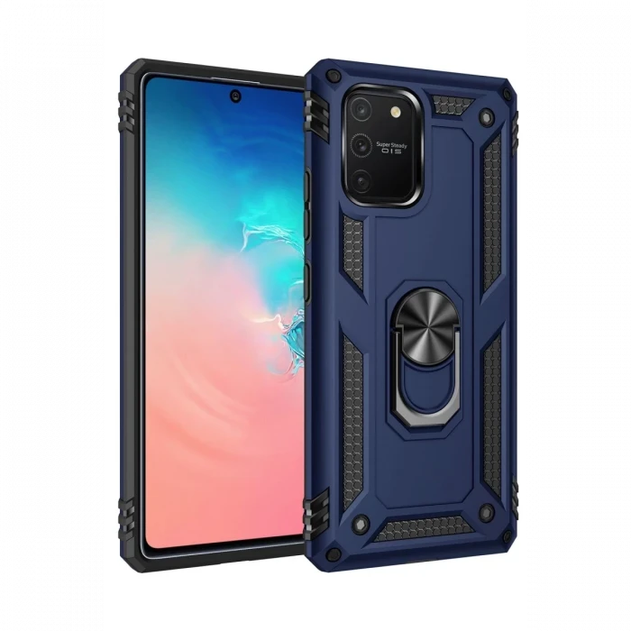 Newface Samsung Galaxy A91 / S10 Lite Kılıf Sofya Yüzüklü Silikon Kapak - Lacivert
