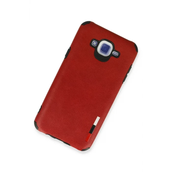 Newface Samsung Galaxy J7 Kılıf Loop Deri Silikon - Kırmızı