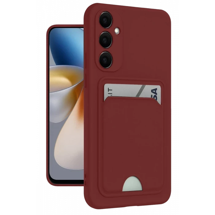 Newface Samsung Galaxy M15 Kelvin Kartvizitli Silikon - Bordo