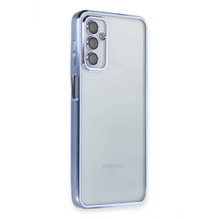 Newface Samsung Galaxy M23 Kılıf Razer Lensli Silikon - Açık Mavi