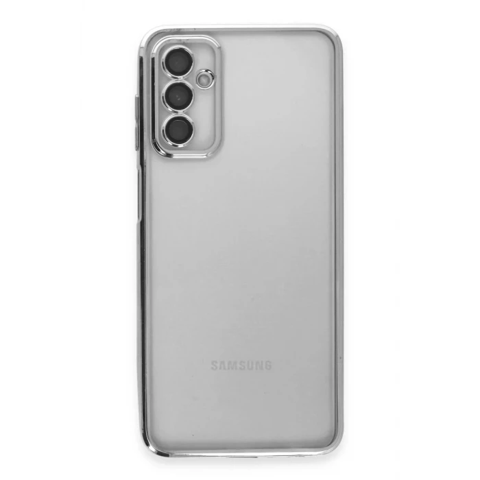 Newface Samsung Galaxy M23 Kılıf Razer Lensli Silikon - Gümüş