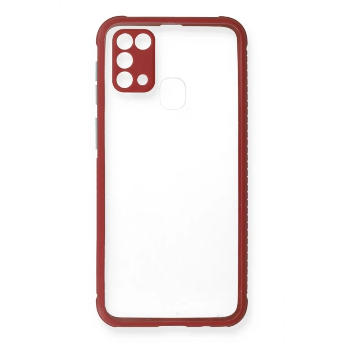 Newface Samsung Galaxy M31 Kılıf Miami Şeffaf Silikon - Fuşya
