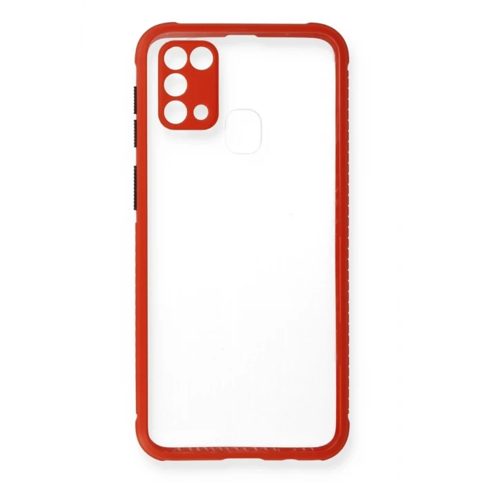 Newface Samsung Galaxy M31 Kılıf Miami Şeffaf Silikon - Kırmızı
