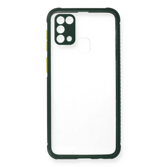 Newface Samsung Galaxy M31 Kılıf Miami Şeffaf Silikon - Koyu Yeşil