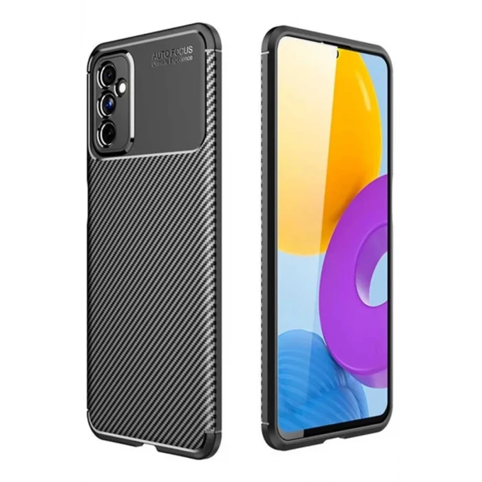 Newface Samsung Galaxy M52 5G Kılıf Auto Focus Karbon Kapak - Siyah