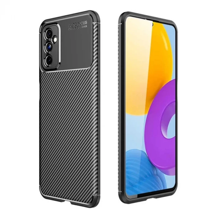 Newface Samsung Galaxy M52 5G Kılıf Auto Focus Karbon Kapak - Siyah