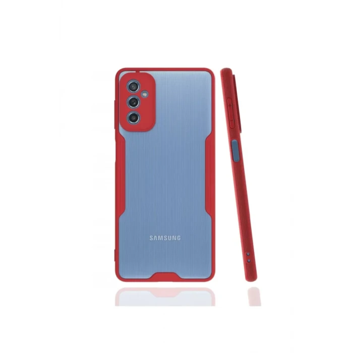 Newface Samsung Galaxy M52 5G Kılıf Platin Silikon - Kırmızı
