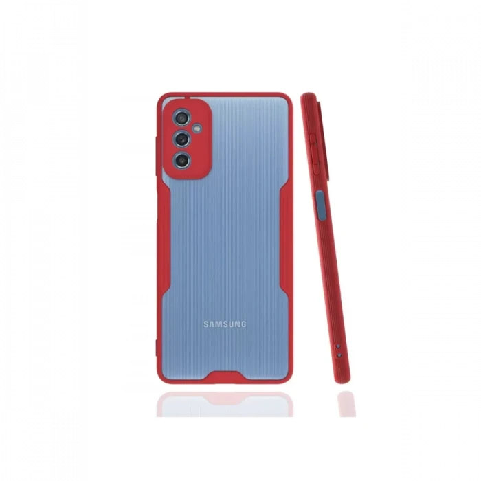 Newface Samsung Galaxy M52 5G Kılıf Platin Silikon - Kırmızı