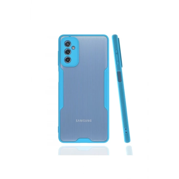 Newface Samsung Galaxy M52 5G Kılıf Platin Silikon - Mavi