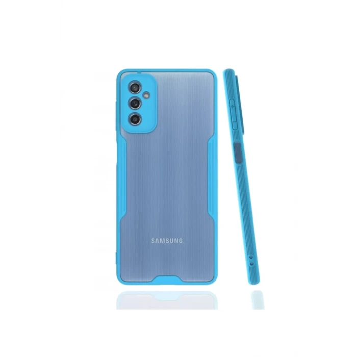 Newface Samsung Galaxy M52 5G Kılıf Platin Silikon - Mavi