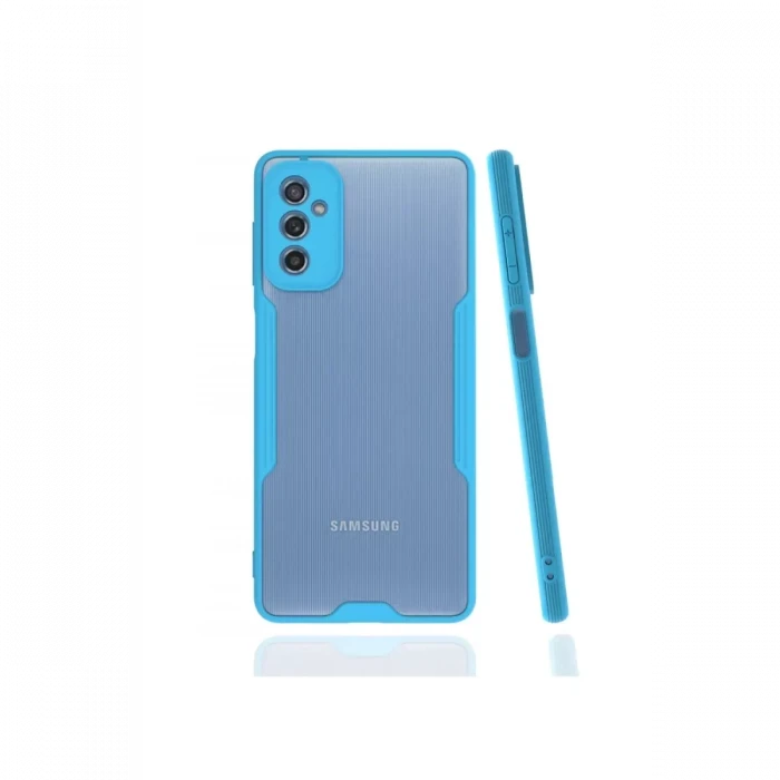 Newface Samsung Galaxy M52 5G Kılıf Platin Silikon - Mavi