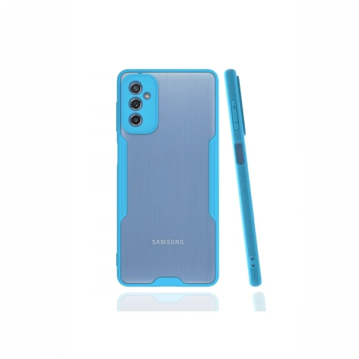 Newface Samsung Galaxy M52 5G Kılıf Platin Silikon - Mavi