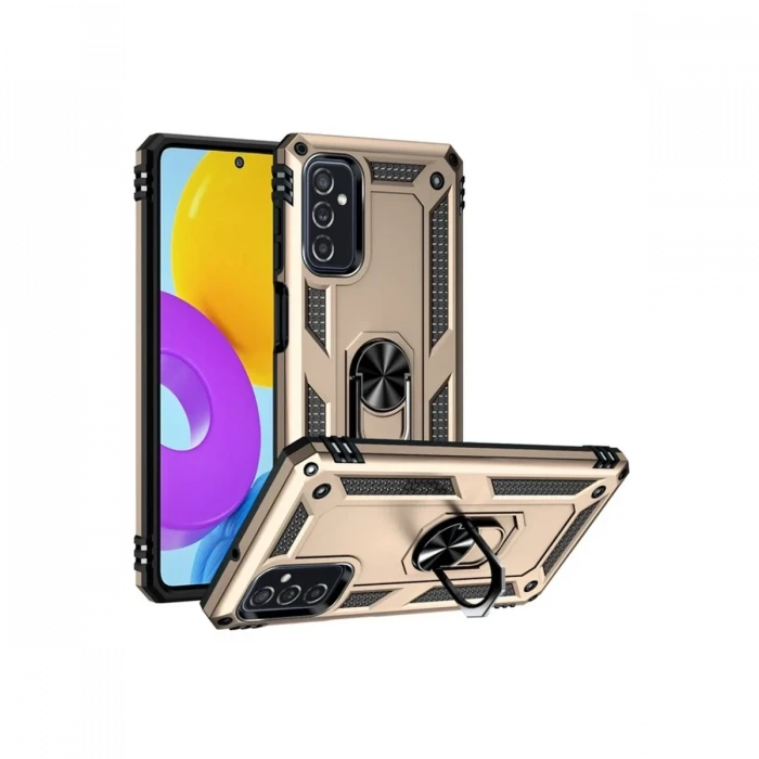 Newface Samsung Galaxy M52 5G Kılıf Sofya Yüzüklü Silikon Kapak - Gold