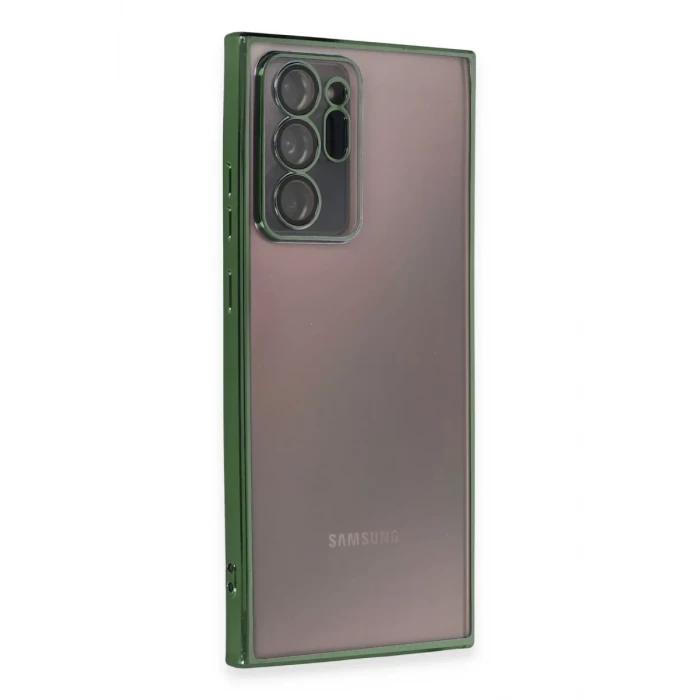 Newface Samsung Galaxy Note 20 Ultra Kılıf Razer Lensli Silikon - Yeşil