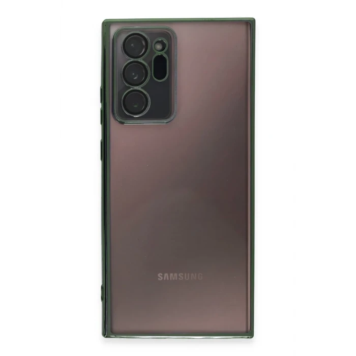 Newface Samsung Galaxy Note 20 Ultra Kılıf Razer Lensli Silikon - Yeşil