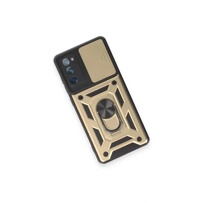Newface Samsung Galaxy S20 FE Kılıf Pars Lens Yüzüklü Silikon - Gold