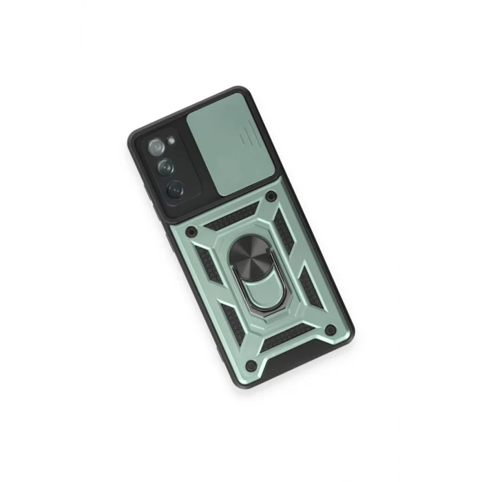 Newface Samsung Galaxy S20 FE Kılıf Pars Lens Yüzüklü Silikon - Yeşil