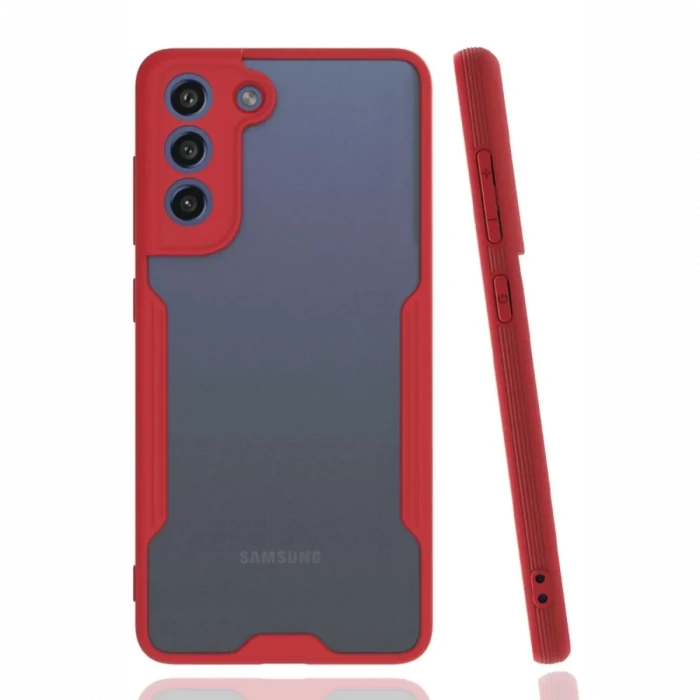 Newface Samsung Galaxy S21 FE Kılıf Platin Silikon - Kırmızı