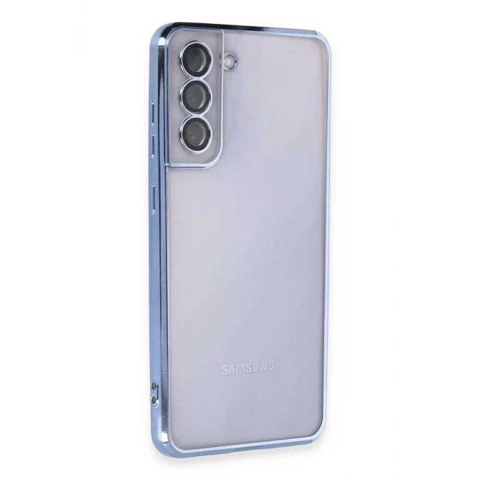 Newface Samsung Galaxy S21 FE Kılıf Razer Lensli Silikon - Açık Mavi