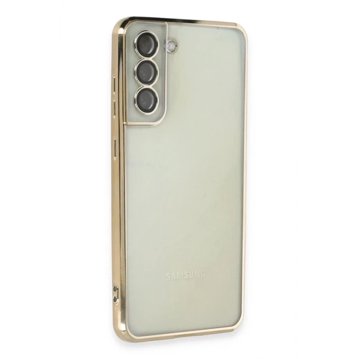 Newface Samsung Galaxy S21 FE Kılıf Razer Lensli Silikon - Gold