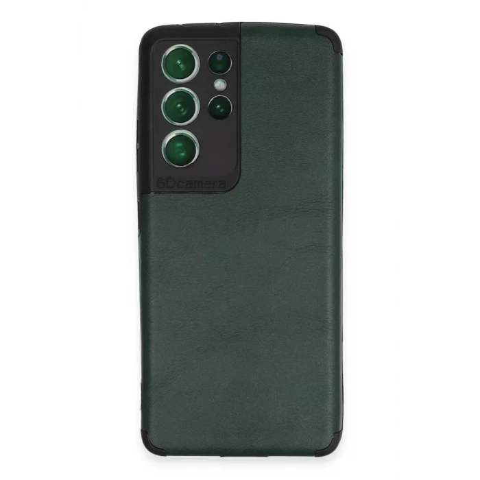 Newface Samsung Galaxy S21 Ultra Kılıf Loop Deri Silikon - Yeşil