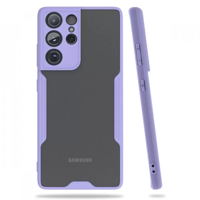 Newface Samsung Galaxy S21 Ultra Kılıf Platin Silikon - Lila