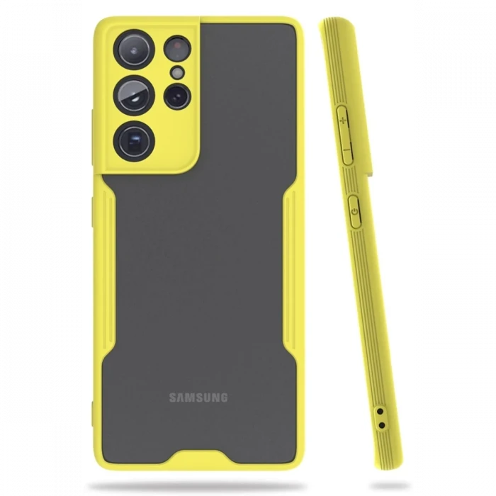 Newface Samsung Galaxy S21 Ultra Kılıf Platin Silikon - Sarı