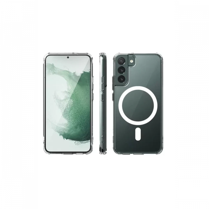 Newface Samsung Galaxy S22 Kılıf Magneticsafe Şeffaf Silikon - Şeffaf