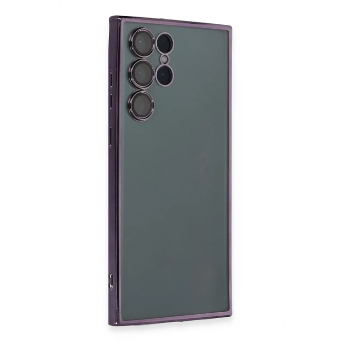 Newface Samsung Galaxy S22 Ultra Kılıf Razer Lensli Silikon - Mor