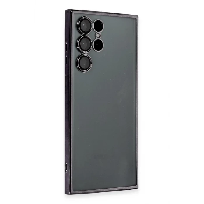 Newface Samsung Galaxy S22 Ultra Kılıf Razer Lensli Silikon - Siyah