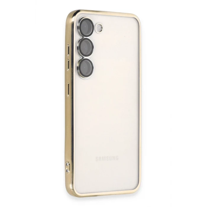 Newface Samsung Galaxy S23 Kılıf Razer Lensli Silikon - Gold