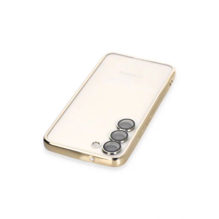 Newface Samsung Galaxy S23 Kılıf Razer Lensli Silikon - Gold