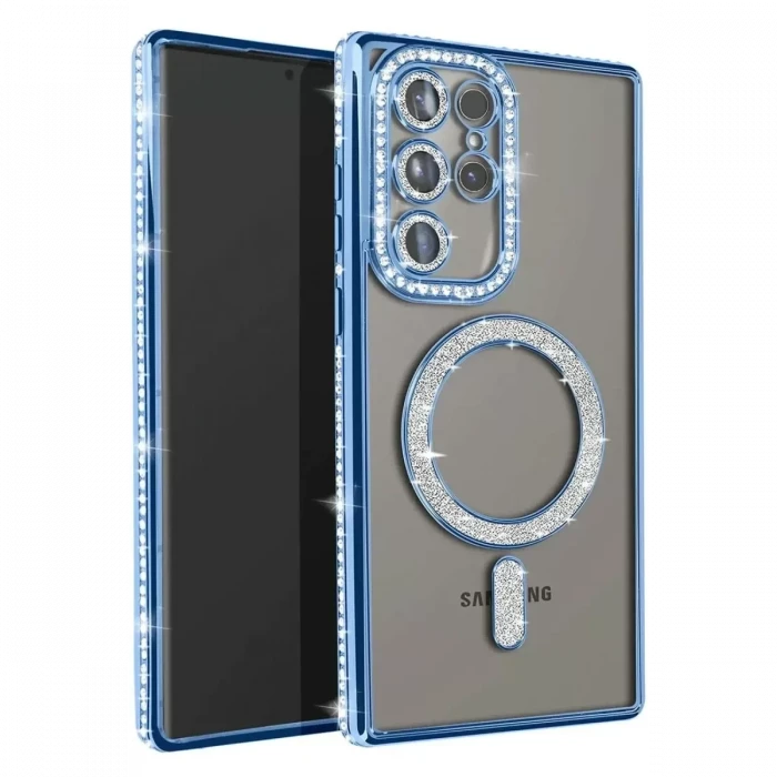 Newface Samsung Galaxy S23 Ultra Joke Simli Magneticsafe Kılıf - Mavi