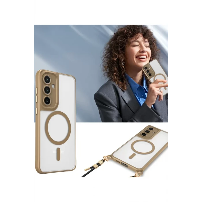 Newface Samsung Galaxy S24 FE Kılıf Enka Magsafe Silikon Kılıf - Desert