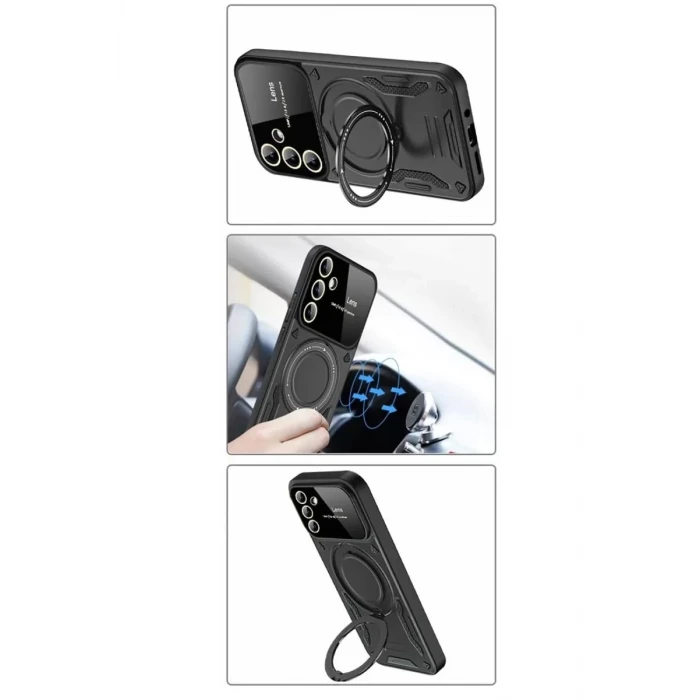 Newface Samsung Galaxy S24 FE Kılıf Joy Lens Standlı Kapak - Mor