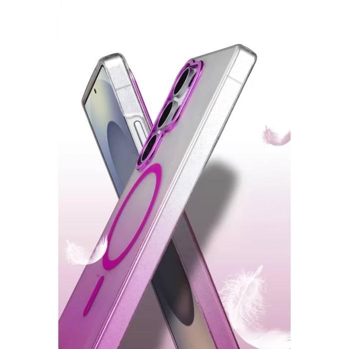Newface Samsung Galaxy S24 Ultra Glossy Magsafe Kapak - Mor