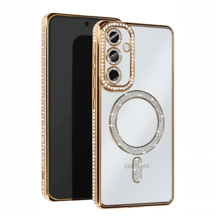Newface Samsung Galaxy S25 Edge Joke Simli Magneticsafe Kılıf - Gold