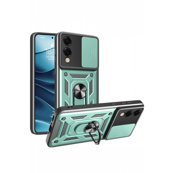 Newface Samsung Galaxy S25 Edge Pars Lens Yüzüklü Silikon - Yeşil
