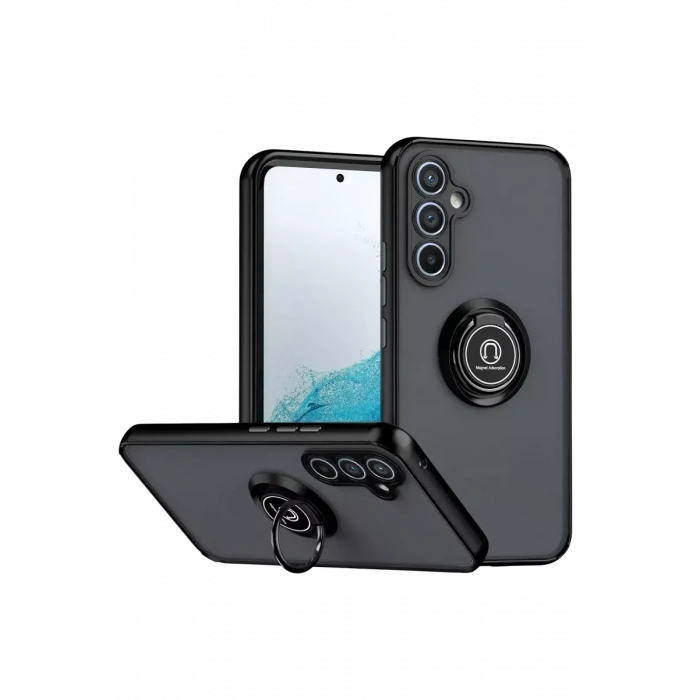 Newface Samsung Galaxy S25 FE Montreal Yüzüklü Silikon Kapak - Siyah
