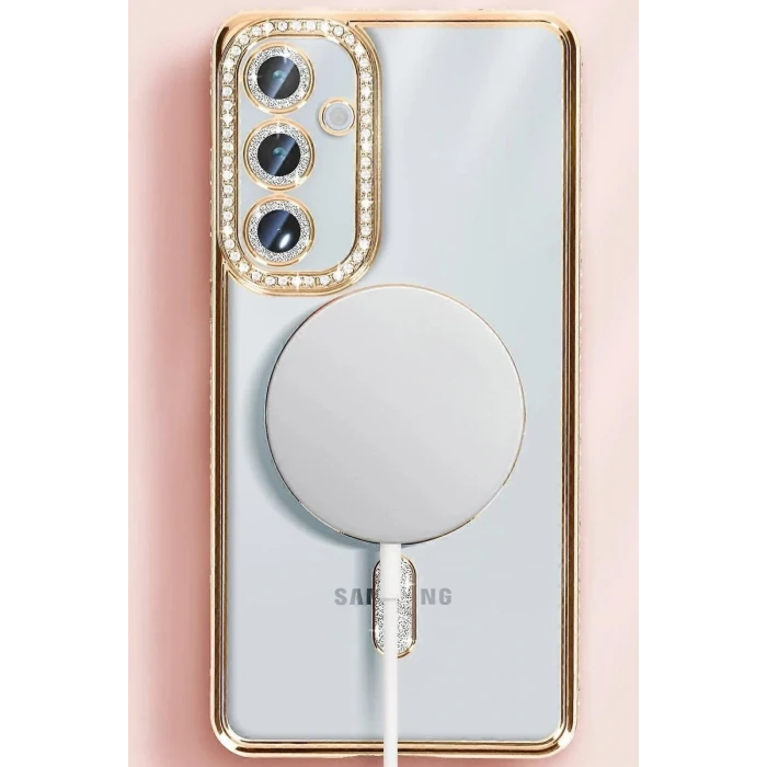 Newface Samsung Galaxy S25 Kılıf Joke Simli Magneticsafe Kılıf - Mavi