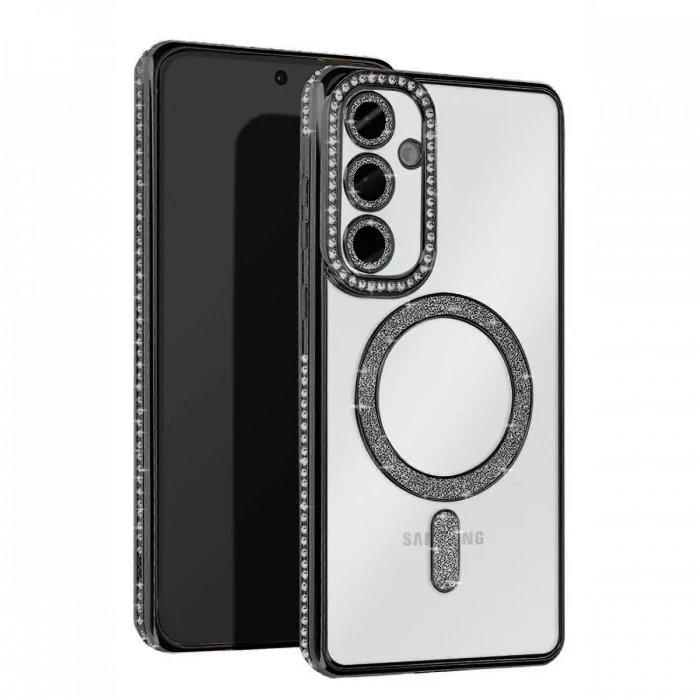 Newface Samsung Galaxy S25 Kılıf Joke Simli Magneticsafe Kılıf - Siyah