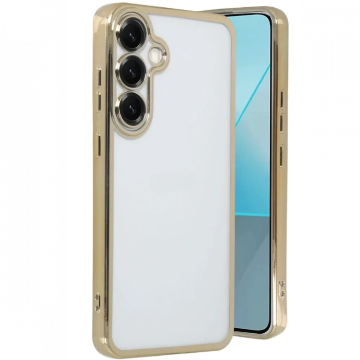 Newface Samsung Galaxy S25 Kılıf Razer Lensli Silikon - Gold