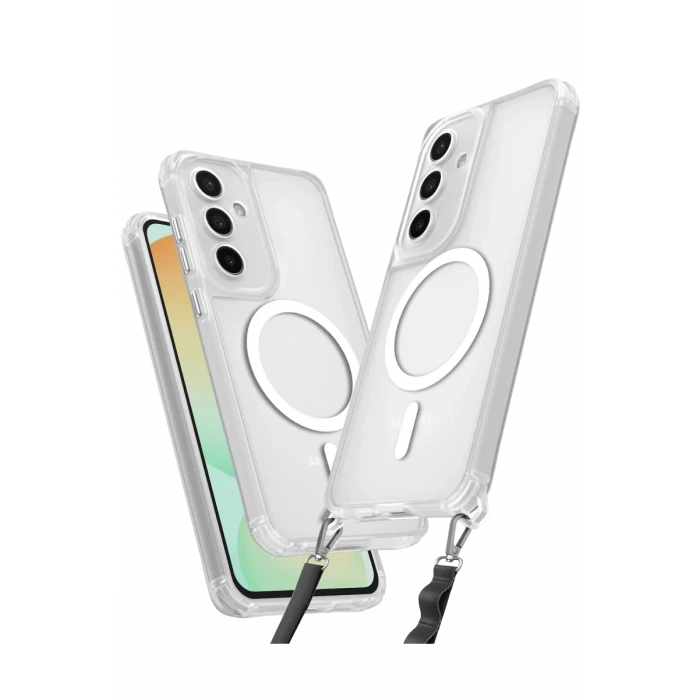 Newface Samsung Galaxy S25 Plus Kılıf Enka Magsafe Silikon Kılıf - Şeffaf