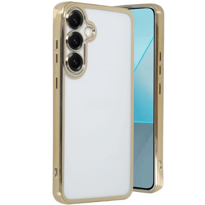 Newface Samsung Galaxy S25 Plus Kılıf Razer Lensli Silikon - Gold