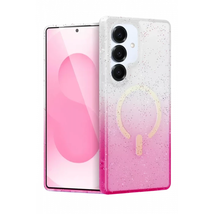 Newface Samsung Galaxy S25 Pummel Shiny Magsafe Kapak - Pembe