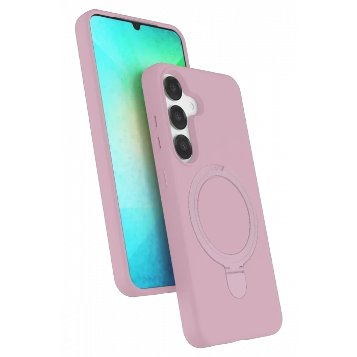 Newface Samsung Galaxy S25 Regal Magsafe Standlı Kapak - Açık Pembe