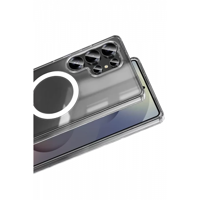 Newface Samsung Galaxy S25 Ultra Kılıf Magneticsafe Şeffaf Silikon - Şeffaf