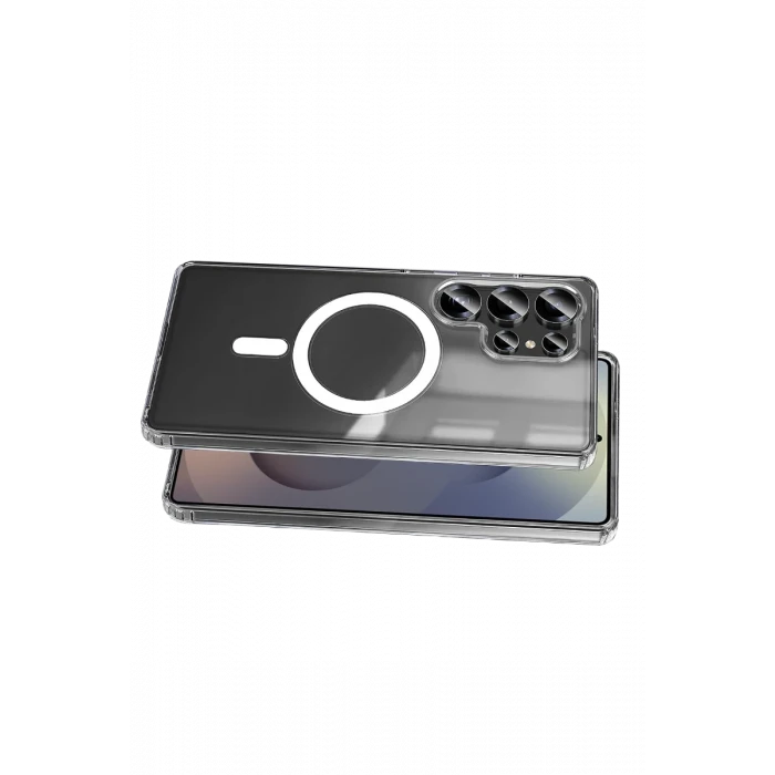 Newface Samsung Galaxy S25 Ultra Kılıf Magneticsafe Şeffaf Silikon - Şeffaf