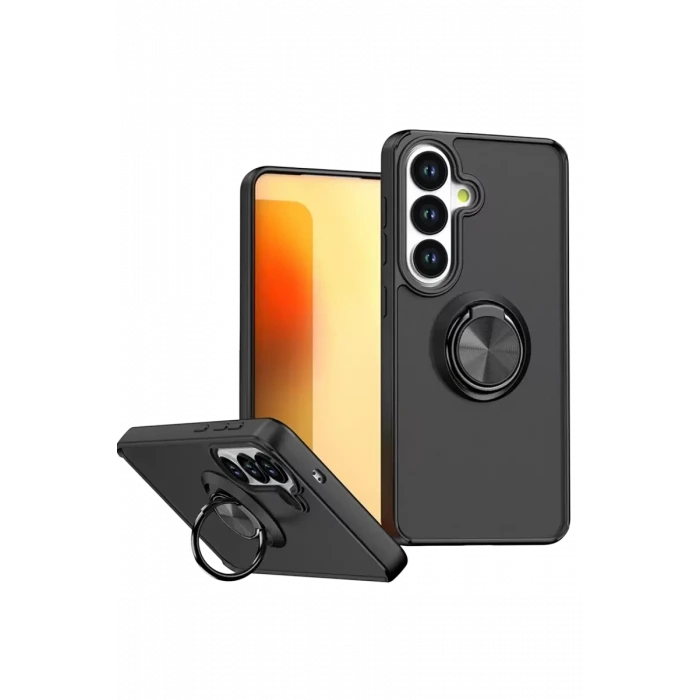 Newface Samsung Galaxy S26 Plus Montreal Yüzüklü Silikon Kapak - Siyah